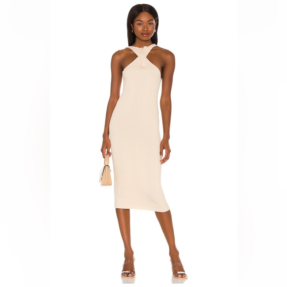 NBD Irena dress - ivory wide ribbed jersey fabric - only worn once